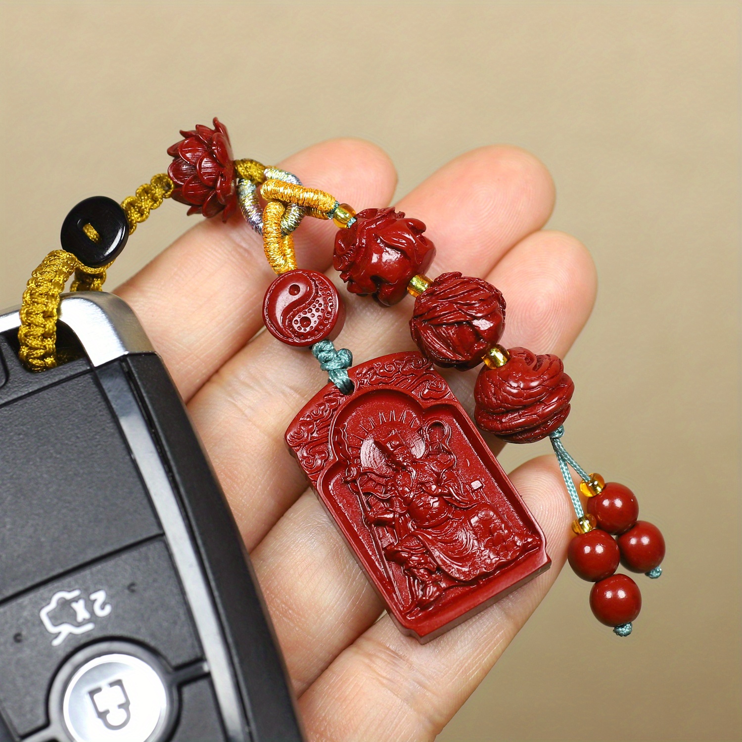 Cinnabar Lotus Zodiac Amulet Keychain